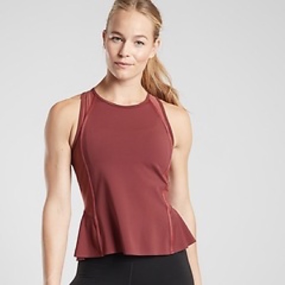 EUC Athleta Aura Racerback Peplum Soft Rose Athleisure from Workout to Work Tank - Picture 2 of 9